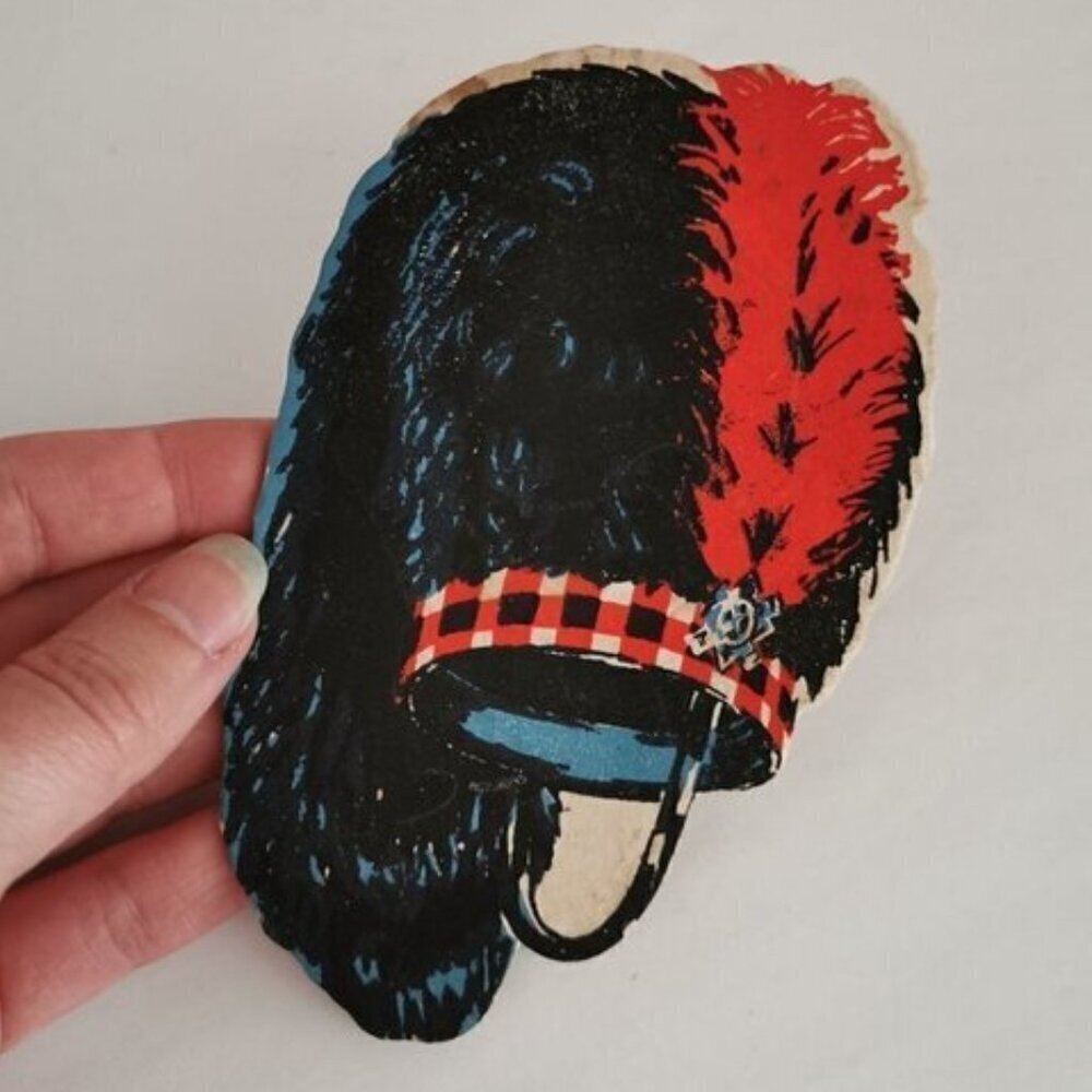 Vintage Red Hackle Scottish Tartan Coaster Shaped Beer Mat 2-Side Scotch Barware